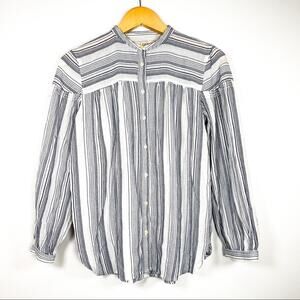 ANN TAYLOR LOFT Top Stripe Blue White Blouse Business Casual Office Extra Small